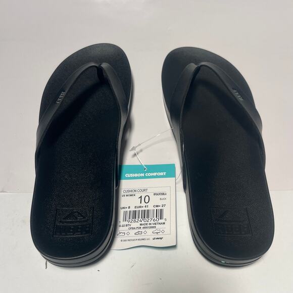 Brand New REEF Black Cushion Court Flip Flops Men's SZ 10 - Picture 3 of 4